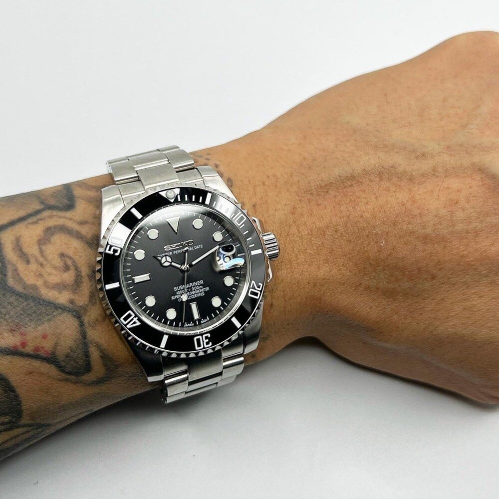 Custom Seiko Mod Black Submariner Date 40mm E S Watches